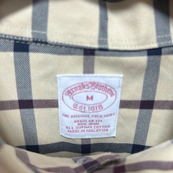 Brooks Brothers Non Iron Cream and Blue Casual Button Down Shirt Men’s Medium - Picture 7 of 9